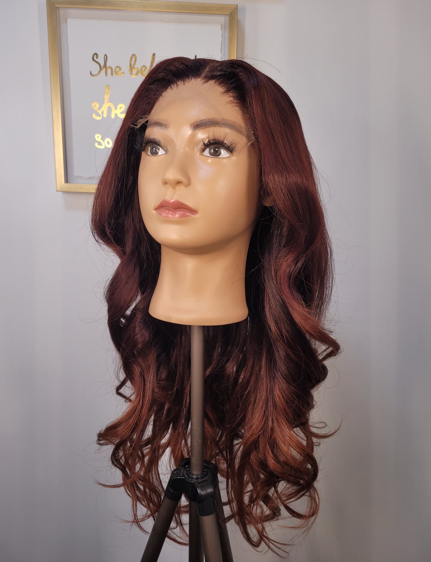 Burgundy to copper gradient closure wig- 5x5 HD CLOSURE + 24" INDIA HAIR.